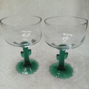 2 Cactus Wine Margarita Drinking Glasses 10oz